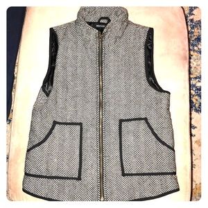 Black & White Herringbone Wool Vest